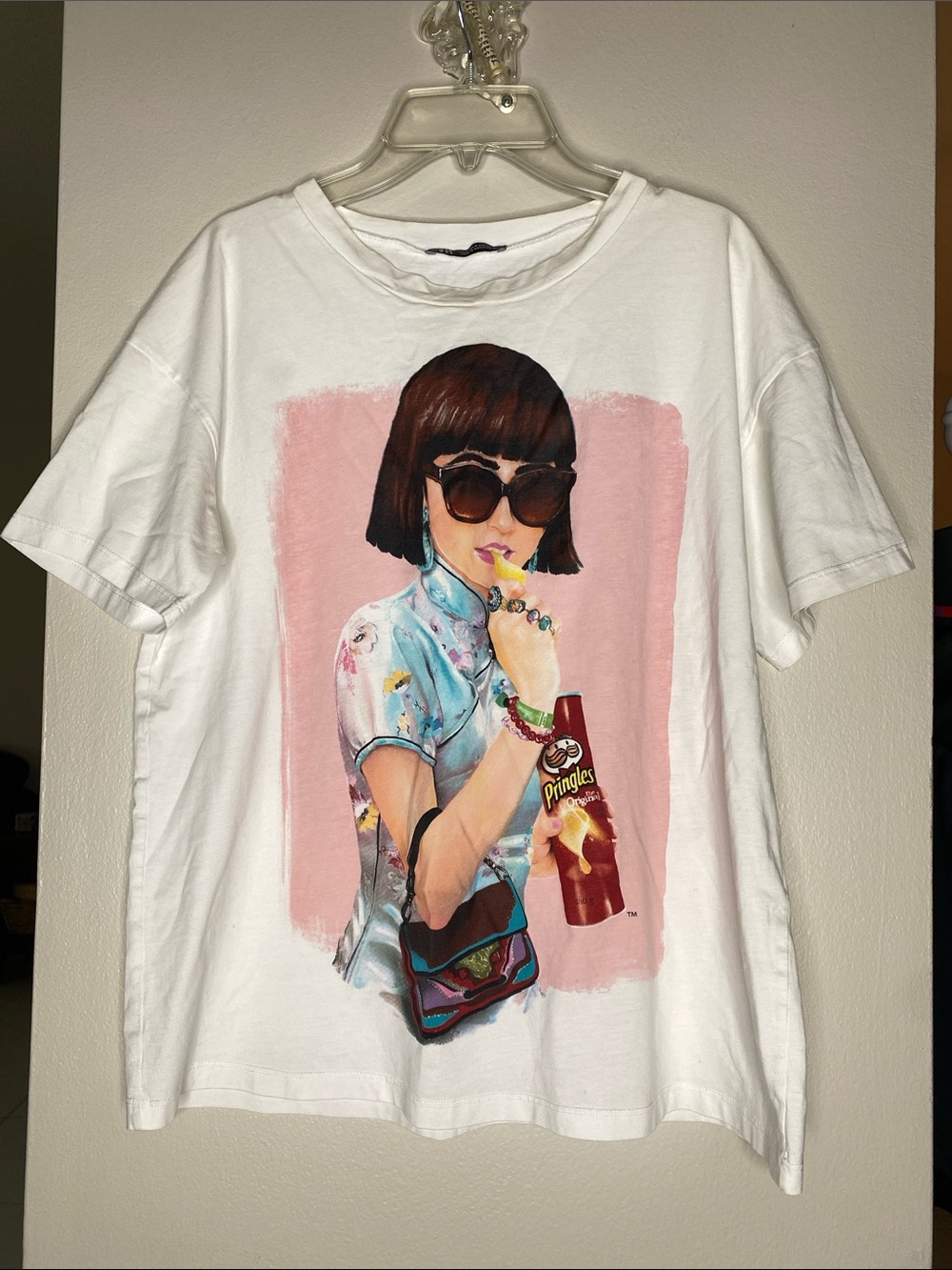 NWOT! Zara Pringles Graphic Double-sided Relaxed Fit 100% Cotton T Shirt - S